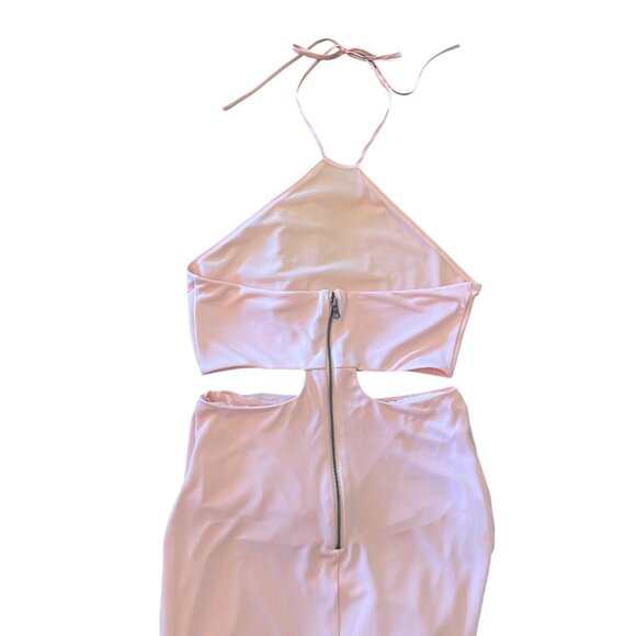 Alice + Olivia Marguerite Rose Pink Cutout Long Halter Dress Size 6 New With Tag - Picture 9 of 13